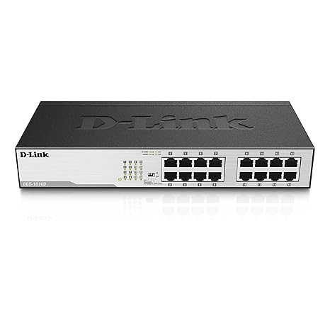 D-Link DGS-1016D Gigabit Switch (16 Ports, 10/100/1000 Mbit/s, einfache Plug & Play-Installation, lüfterlos)