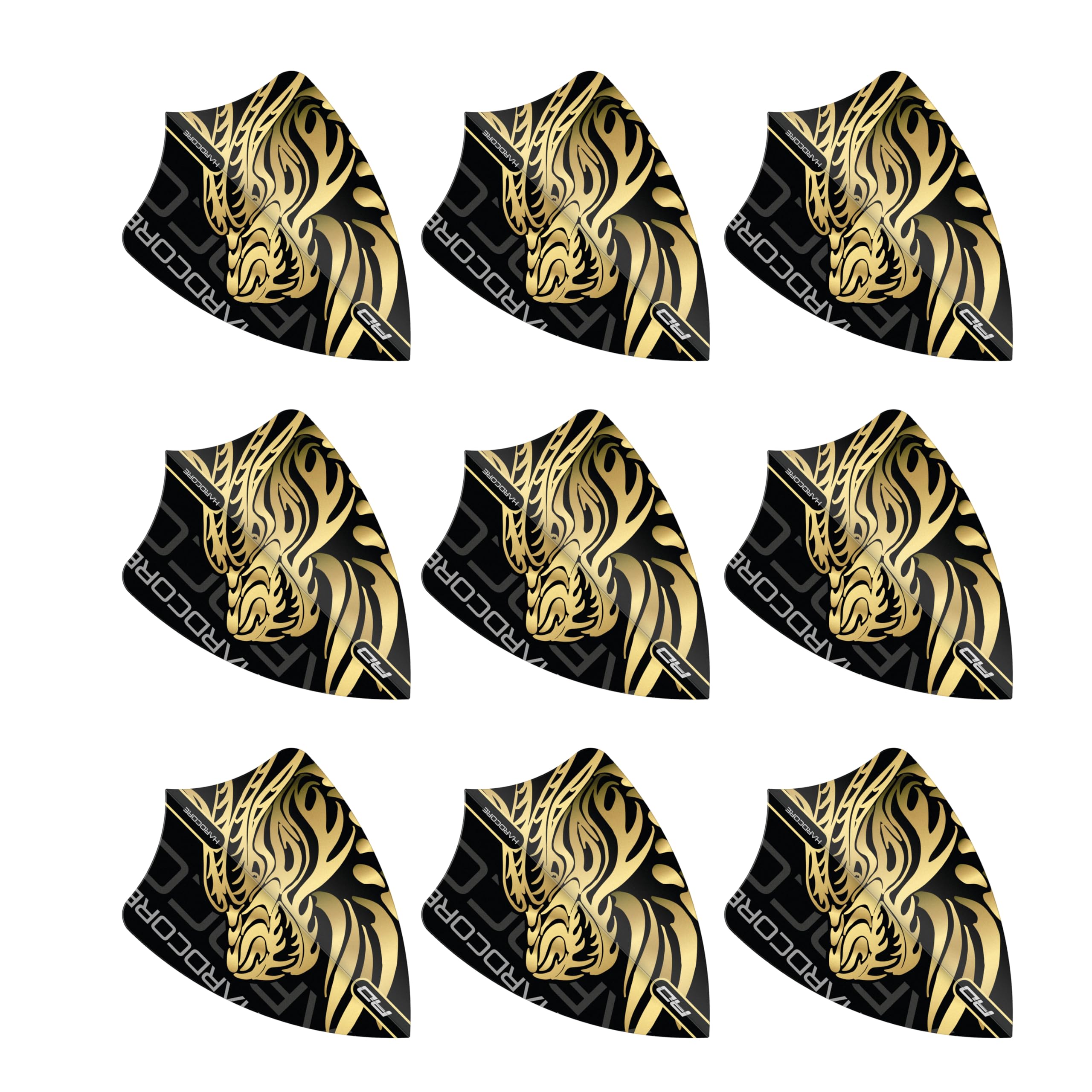 RED DRAGON Hardcore Jonny Clayton Gold Dragon Freestyle Dart Flights- 3 Sets Per Pack (9 Dart Flights in total)