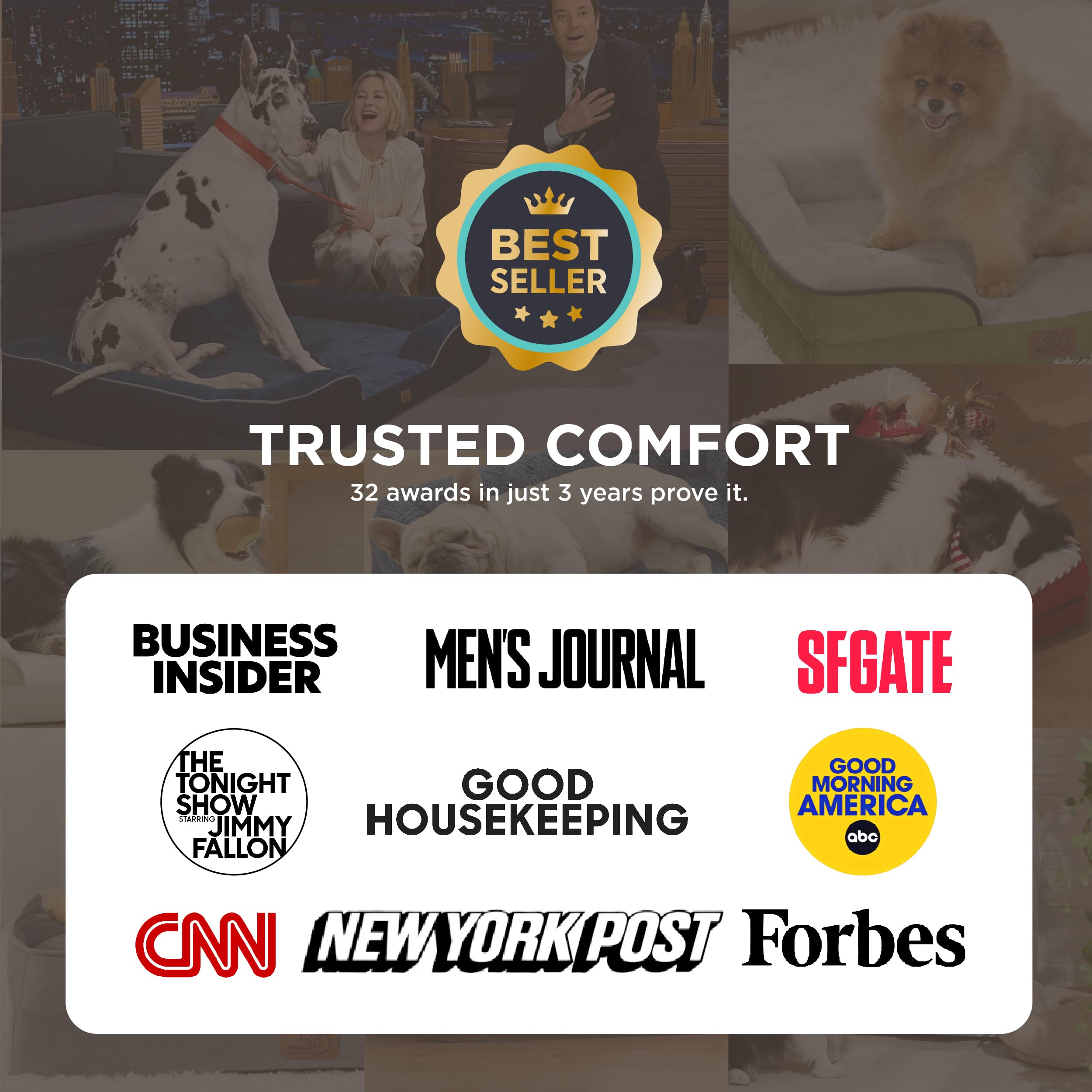 Bedsure Orthopedic Dog Beds Large Sized Dog - Washable Large Dog Cat Bed Waterproof, Comfort Dogs Couch Sofa with Washable Removable Cover, Pet Bed with Nonskid Bottom, Grey, 35