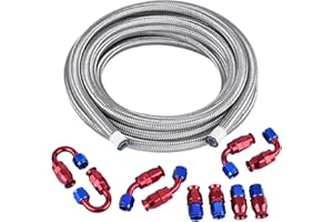 EVIL ENERGY 10AN PTFE Fuel Line Kit,AN10 E85 Stainless Steel Braided Hose 16FT(1/2Inch ID)