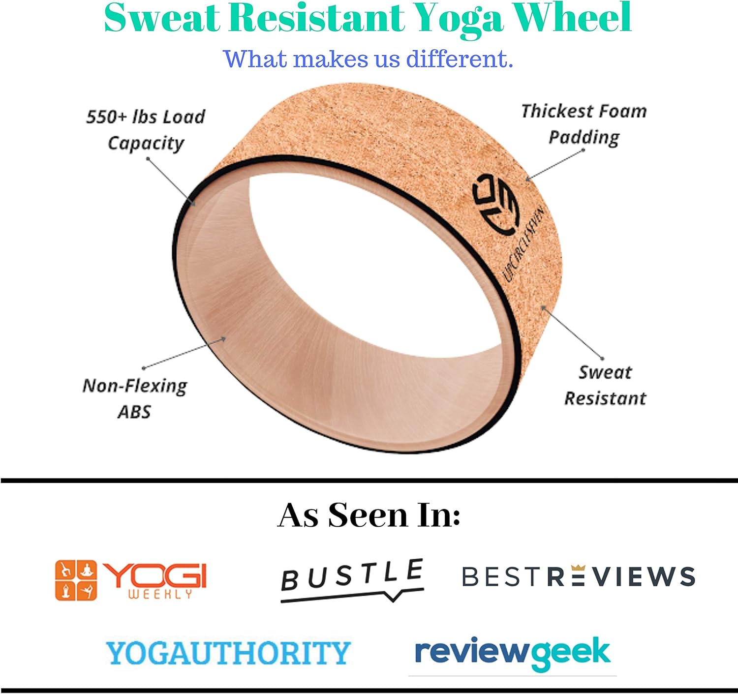 UpCircleSeven Cork Yoga Wheel - [Pro Series] Strongest & Most Comfortable Yoga Prop Wheel - Perfect for Back Pain Stretching & Backbends, 12 x 5 in (Wood) : Sports & Outdoors