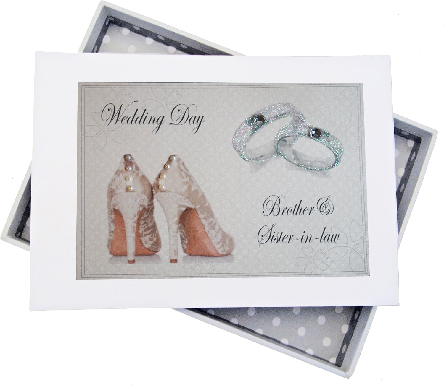 White Cotton Cards Day, Brother & Sister in-law Mini Photo Album, Shoes and Wedding Rings design, Board, 12.5 x 17.5 x 2.5 cm
