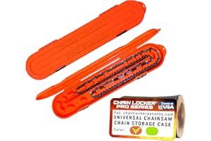 Chain Locker Pro Series - Universal Portable Saw Chain Storage Case for Long Blades - Double Row, Double-Sided for Sharp & Dull Chains, 2” Tall, Made in USA - High-Vis Orange - Holiday Gift for Family