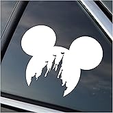 The Mouse Head with Princess Castle Vinyl Car Window Decal Sticker (White)