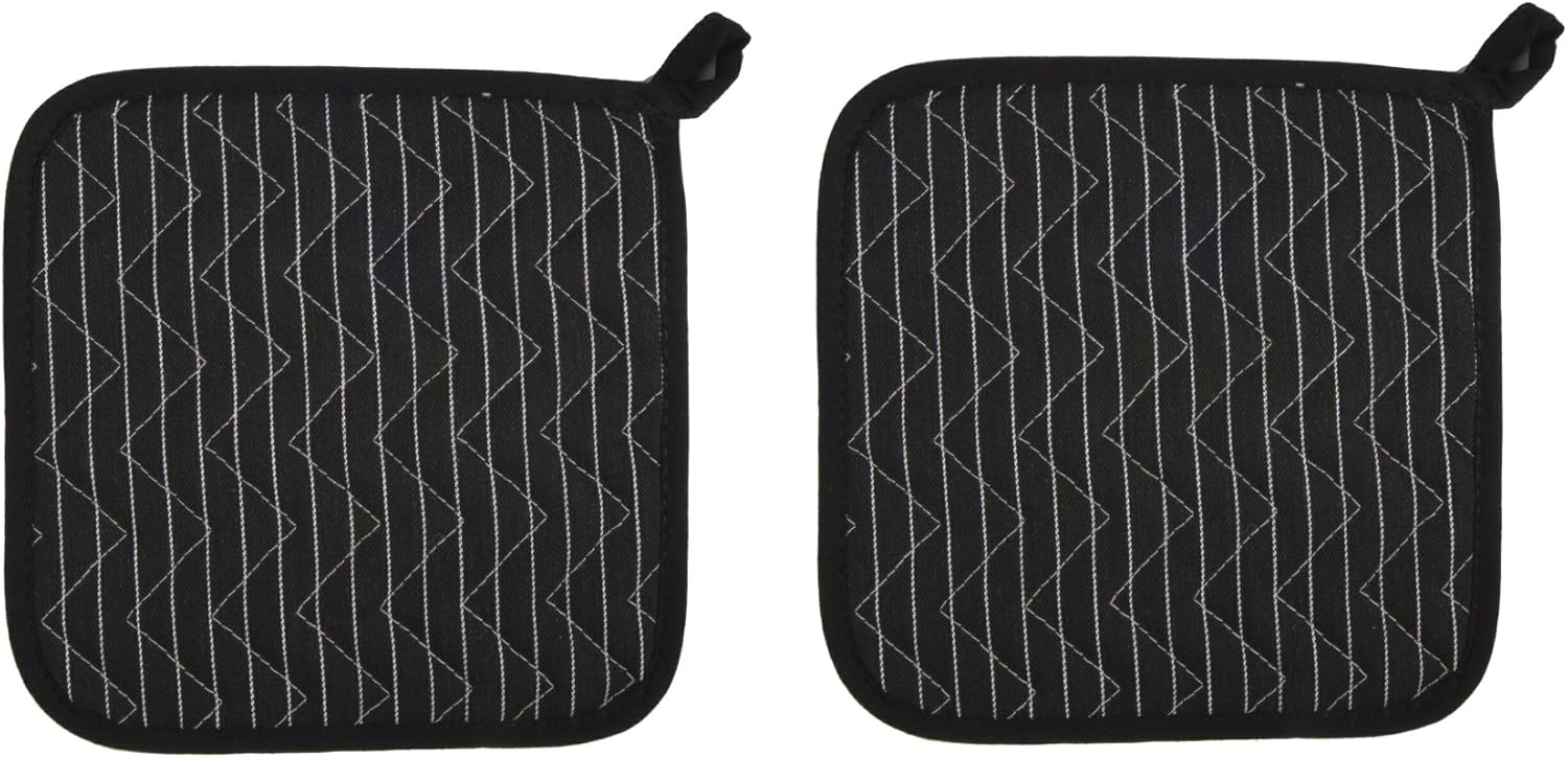 Now Designs Basic Potholders, Essex Stripe Jaffa, Set of 2: Home & Kitchen