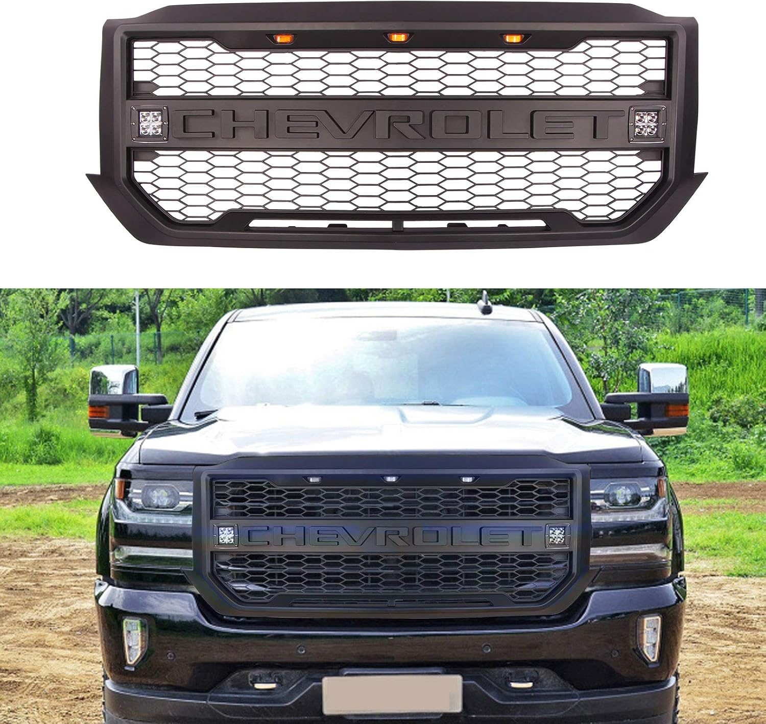 VZ4X4 Black Front Grille For 20162018 Chevrolet Silverado