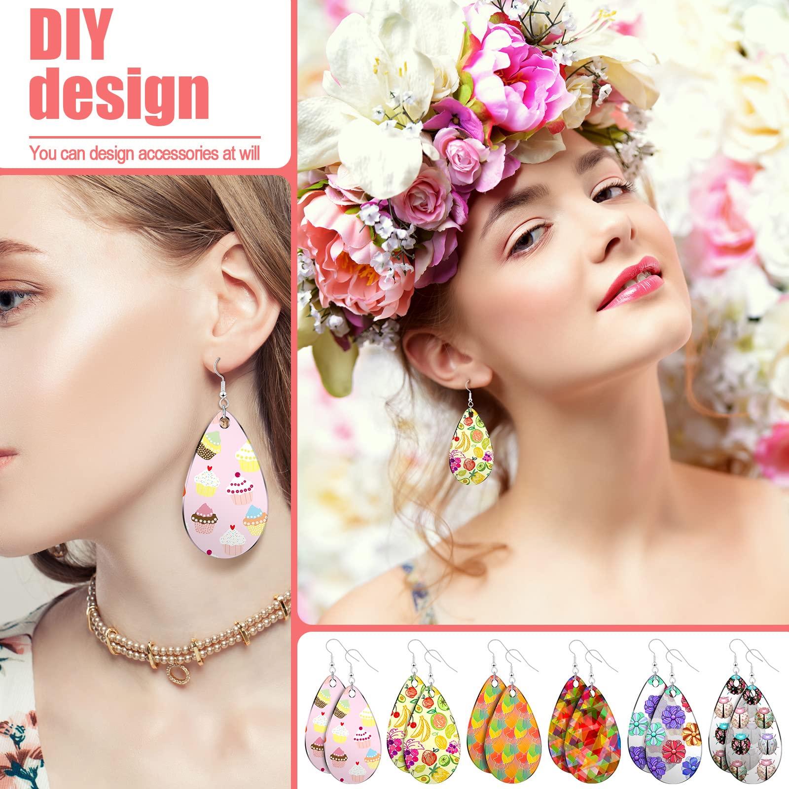 Hicarer 168 Pieces Acrylic Earring Blanks DIY Earrings Making Kit Includes Acrylic Transparent Teardrop Earring Pendants Clear Blanks Hooks and Open Jump Rings for Earrings DIY