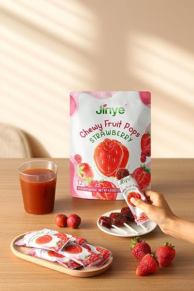 CHEWY STRAWBERRY FRUIT POPS – PURE, NATURAL SNACK WITH HAWTHORN & FREEZE-DRIED STRAWBERRIES- NO ARTIFICIAL COLORS OR FLAVORS, 100% GENUINE FRUIT BLISS (132G, STRAWBERRY)