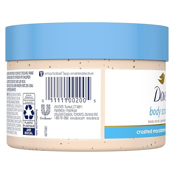 DOVE SCRUB MACADAMIA & RICE MILK REVEALS VISIBLY SMOOTHER SKIN BODY SCRUB THAT NOURISHES SKIN 10.5 OZ