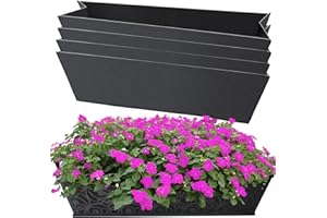 FANTANG 4PCS 24Inch Rectangle Window Box Liner Felt Planter Basket Liner Insert Black Plant Container Liners Non Woven Fabric Liner for Garden Fence Wall Railing Hanging Flower Pot - Avoid Bird Nesting