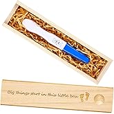 Qunclay Pregnancy Test Keepsake Box Surprise Pregnancy Announcement Box Wooden Baby for Husband Grandparents Baby Memory Souvenir Collection case with Raffia Ribbon(Elegant)