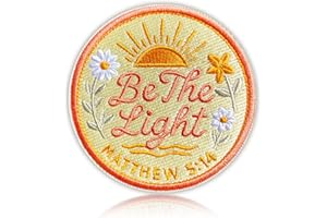 FENGECHOCSTM Be The Light Embroidered Patch Christian Faith Badge with Matthew 5:14 Inspirational Bible Verse Hook and Loop Backing for Backpacks, Hats, Bags, Dog Harness, Vests, Patch Wall