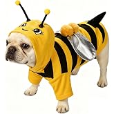 Relibeauty Dog Bee Costume, Cute Cat Bumblebee Outfit with Cap and Wings for Halloween Themed Party, Yellow, XL