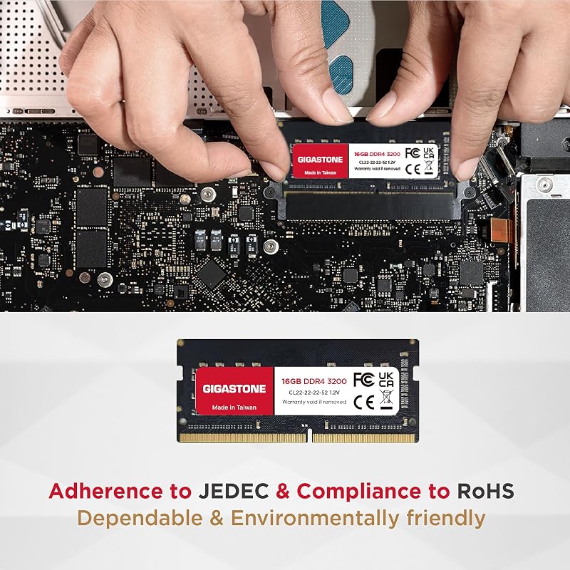 【DDR4 RAM Solo Notebook】GIGASTONE 32GB Kit(2x16GB) DDR4 3200MHz (2933MHz or 2666MHz) PC4-25600 (PC4-23400, 21300) CL22 1.2V SODIMM 260pin Memoria notebook–Unbuffered Non-ECC, alte prestazioni