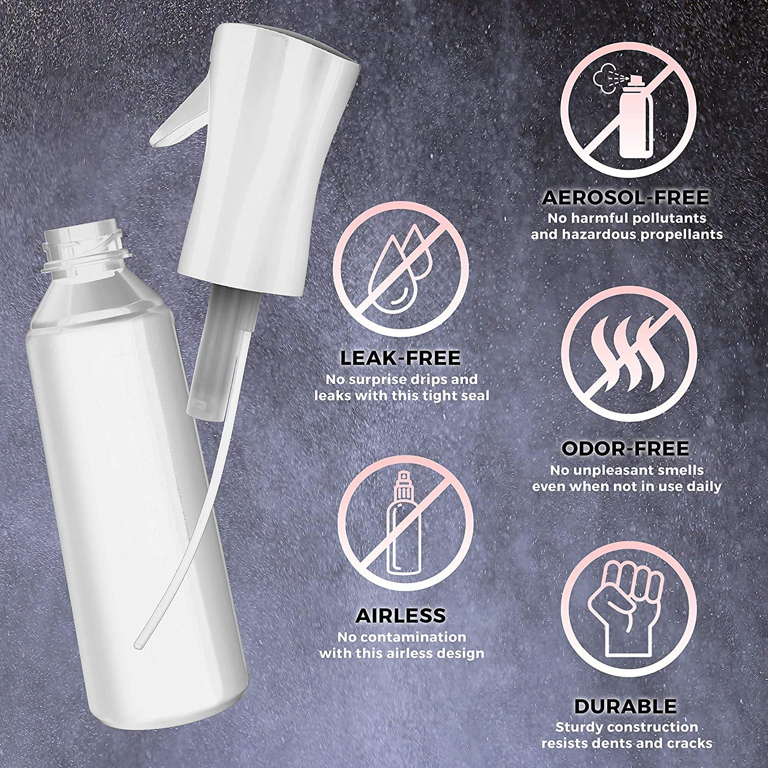 Continuous Sprayer Hair Water Ultra Fine Mister Spray Bottle Propellant Free for Hairstyling, Cleaning, Gardening, Misting & Skin Care BPA Free (10oz) : Beauty