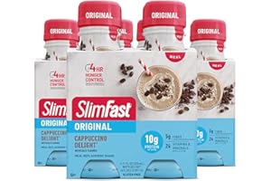 SlimFast Meal Replacement Shake, Original Cappuccino Delight, 10g of Ready to Drink Protein for Weight Loss, 11 Fl. Oz Bottle, 4 Count (Pack of 3) (Packaging May Vary)