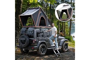 HEYFUN Explorer Rooftop Tent Hardshell with Luggage Racks&Replaceable Netting Rain Curtain, Truck Bed Tent for Camping, Pop Up Overland Roof Top Tents for Truck Jeep SUV Car Van Wrangler Tacoma