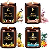 Scented Candles Set, 4 Pack Soy Candles for Home Scented, Holiday Valentine's Day Candle Gifts for Men Women, Scents of Pineapple Cocktail/Coconut Vanilla/Pink Sands/Bahamian Breeze