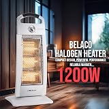 Belaco 1200W Halogen Heater Oscillation Portable Home Office Silver view 5