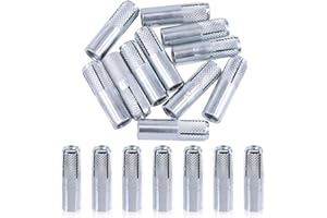 Tanstic 12Pcs 3/8'' Premium Zinc Plated Carbon Steel Knurled Drop-in Anchor for Solid Concrete (3/8'')