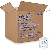Scott Essential Professional 100% Recycled Fiber Bulk Toilet Paper for Business (13217), 2-Ply Standard Rolls, White, 80…
