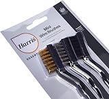 Harris Mini Wire Brush 3 Pack Nylon Steel Brass for Cleaning Detail Work view 2