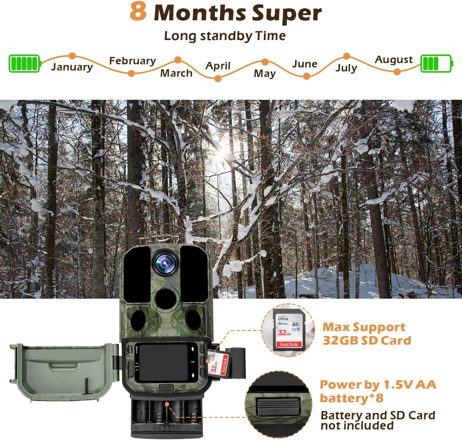 BZK Trail Game Camera - 20MP 1080P HD Waterproof Hunting Cam with Motion Activated Night Vision and 120° Wide Angle Lens for Outdoor Scouting, Wildlife Watching, Farm Monitoring: Electronics