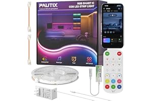 PAUTIX COB LED Strip Lights Pro, UL-Listed RGB Smart IC Chasing Color Addressable COB LED Tape Light, Music Sync Flexible RGB