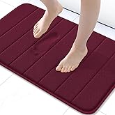 Buganda Memory Foam Bath Mat, 24" x 16", Ultra Soft and Non-Slip Bathroom Rugs, Water Absorbent and Machine Washable Bath Rug for Bathroom, Shower, and Tub, Burgundy