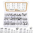VIGRUE 230PCS SAE & Metric Rivet Nuts UNC Nutserts Rivnut Assortment Kit, Flat Head Insert Nut Assort #8-32#10-24 1/4"-20 3/8"-16 5/16"-18 and M3 M4 M5 M6 M8 M10 M12 (304 Stainless Steel)