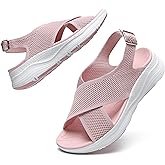 Bravover Womens Orthopedic Walking Sandals Thick Athletic Cushion Adjustable Strap Sandals with Comfortable Plantar Fasciitis Arch Support