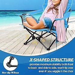 HaSteeL Folding Beach Chair Set of 2, Foldable Blue