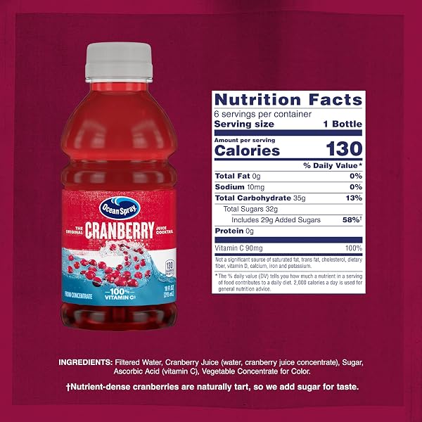 OCEAN SPRAY CRANBERRY COCKTAIL JUICE DRINK, (PACK OF 6) 10 OUNCE, 60 FL OZ