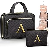 Personalized Gifts for Women, Initial Toiletry Bag Hanging Travel Organizer & Makeup Cosmetic Bag with Embroidery Letter Teacher Appreciation Gift Birthday Valentines Gifts for Mom Wife Friend Sister