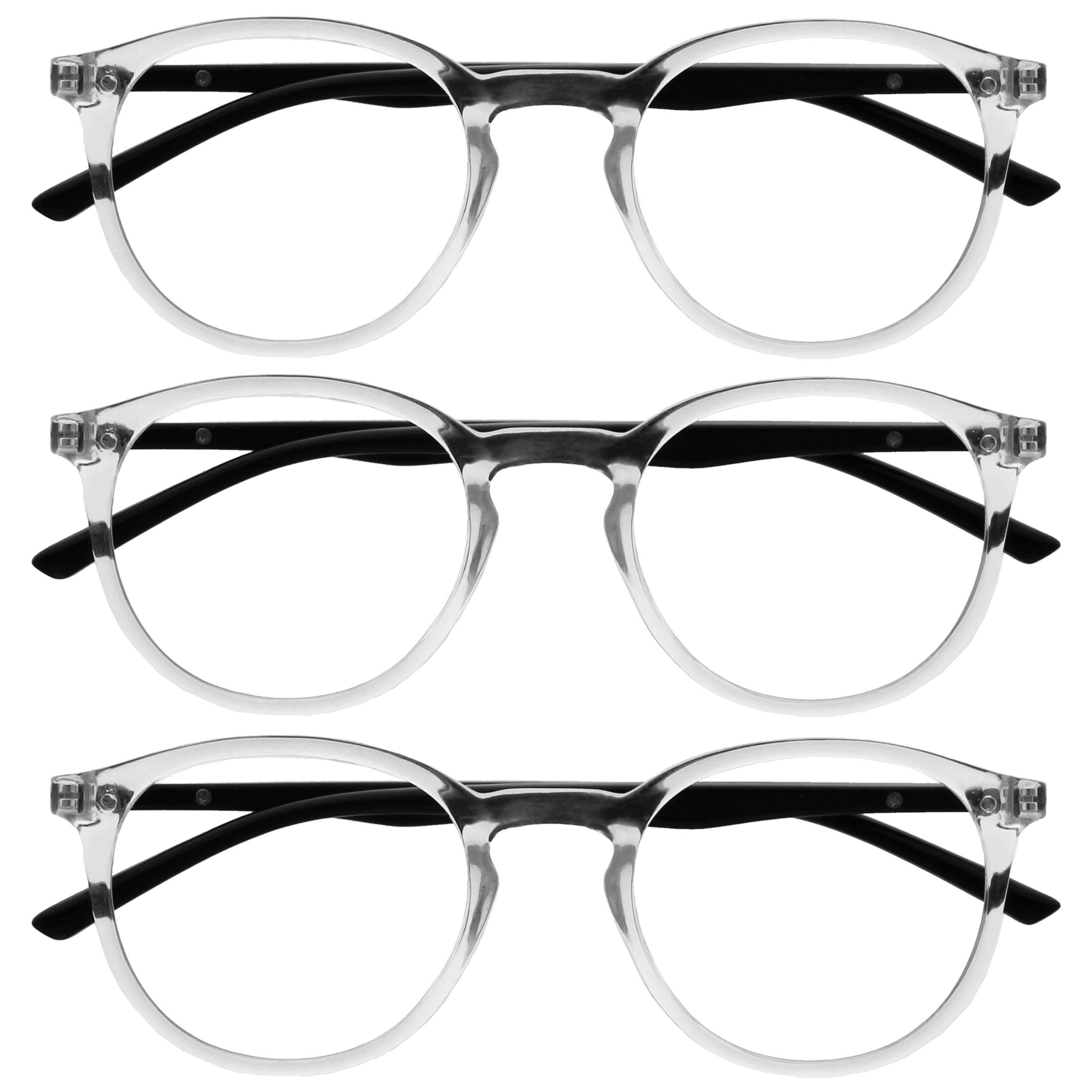 OPULIZE MET Blue Light Blocking Reading Glasses for Women Men, Slim Round Frame with Scratch Resistant and Spring Hinges, Computer Glasses with Anti-Reflective, Clear +2.5