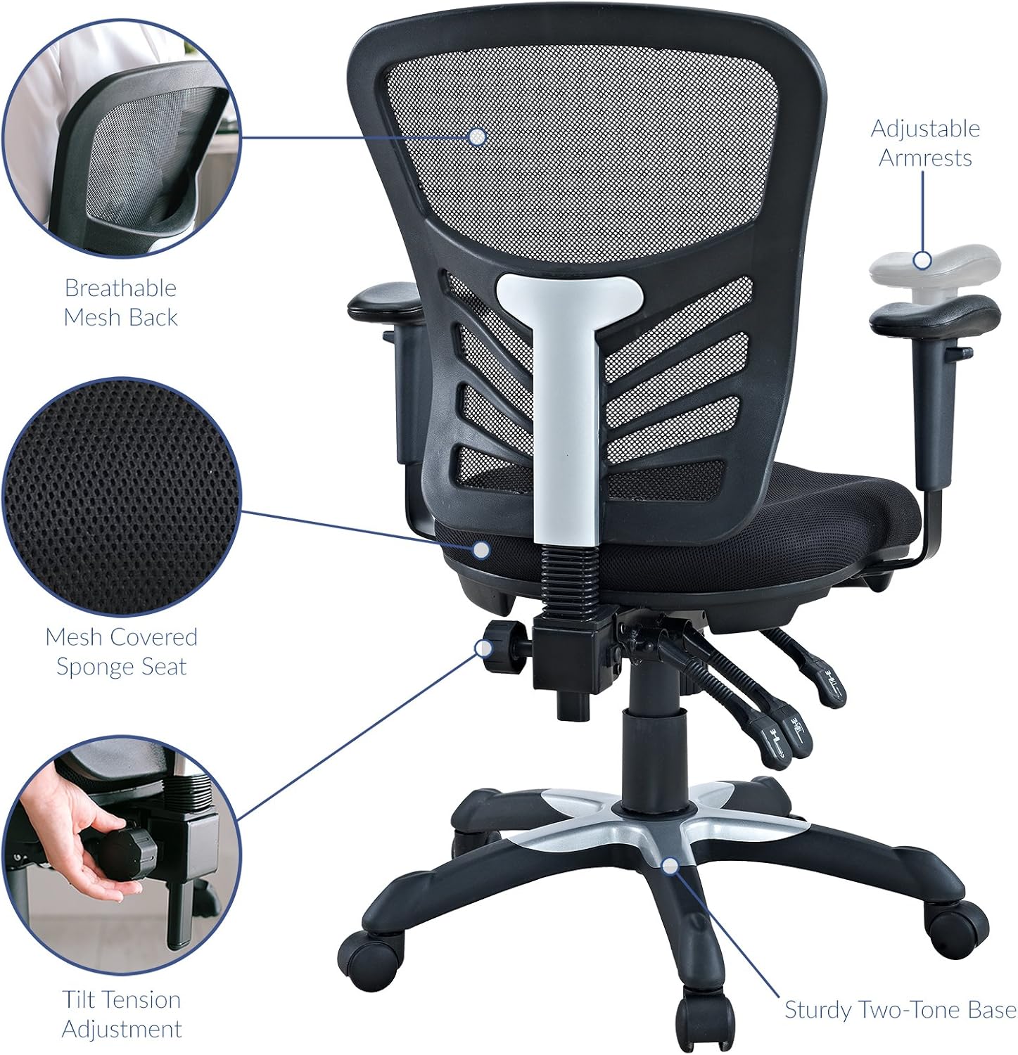 Modway Articulate Ergonomic Mesh Office Chair in Black: Furniture & Decor