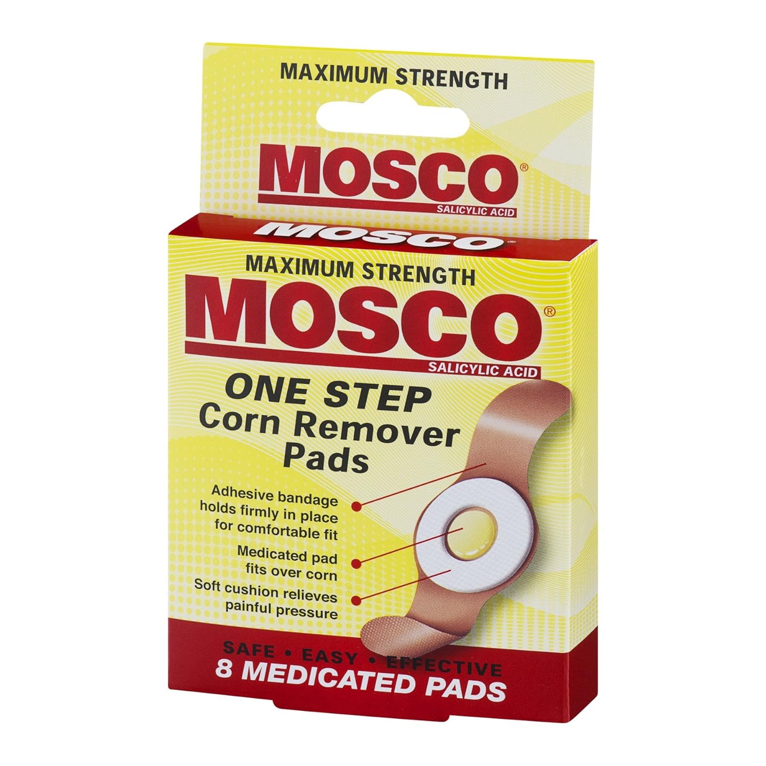 Mosco One Step Medicated Corn Remover Pads, Maximum Strength, 8-Count per Pack, (1-Pack): Health & Personal Care