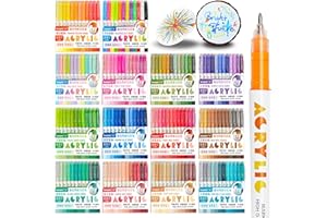 168 Colors Acrylic Paint Markers - 14 Series 1.0mm Bullet Tip Highlight Pens, High-Coverage Non-bleeding Quick-Dry Ink for Ro