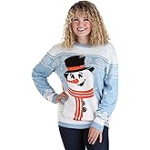 Adult Friendly Snowman Ugly Christmas Sweater - Soft Knit with Ribbed Cuffs, Snowman Graphic
