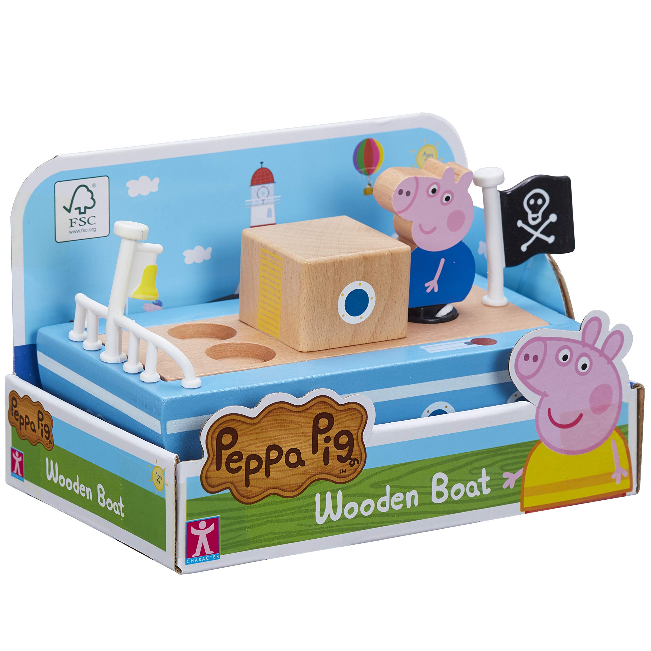 PEPPA PIG GRANDPA PIGS WOODEN BOAT, Sustainable FSC Certified Wooden Toy, Preschool Toy, Imaginative Play, Gift For 2-5 Year Old