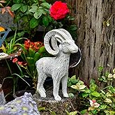 Sungmor Cast Iron Antelope Statue, Vintage Home Office Decor Sculpture, Outdoor Garden Lawn Animal Figurine, Indoor Bookshelf Tabletop Ornament, Rustic White