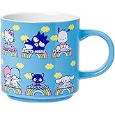 Silver Buffalo Sanrio Hello Kitty and Friends Pompompurin Pochacco Badtz Maru My Melody Cinnamoroll Kuromi Chococat Keroppi Tuxedosam Little Twin Stars Stackable Ceramic Mug, 13 Ounces