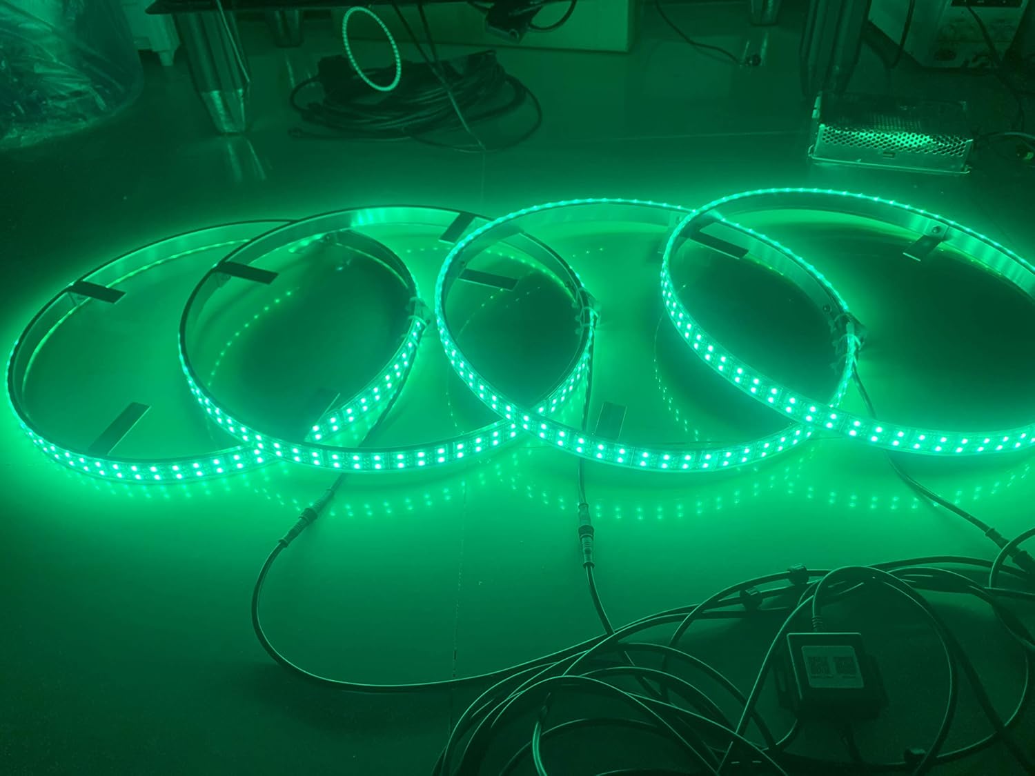 Sando Tech Dream Chasing Color Flow 15.5‘’ IP68 Waterproof Double Row Dual Raw 300Leds Brightest Strobe Led Wheel Ring Lights Rim Lights Car Tire Lights Blue-Tooth APP Control Multi-Colors - 4 Lights: Automotive