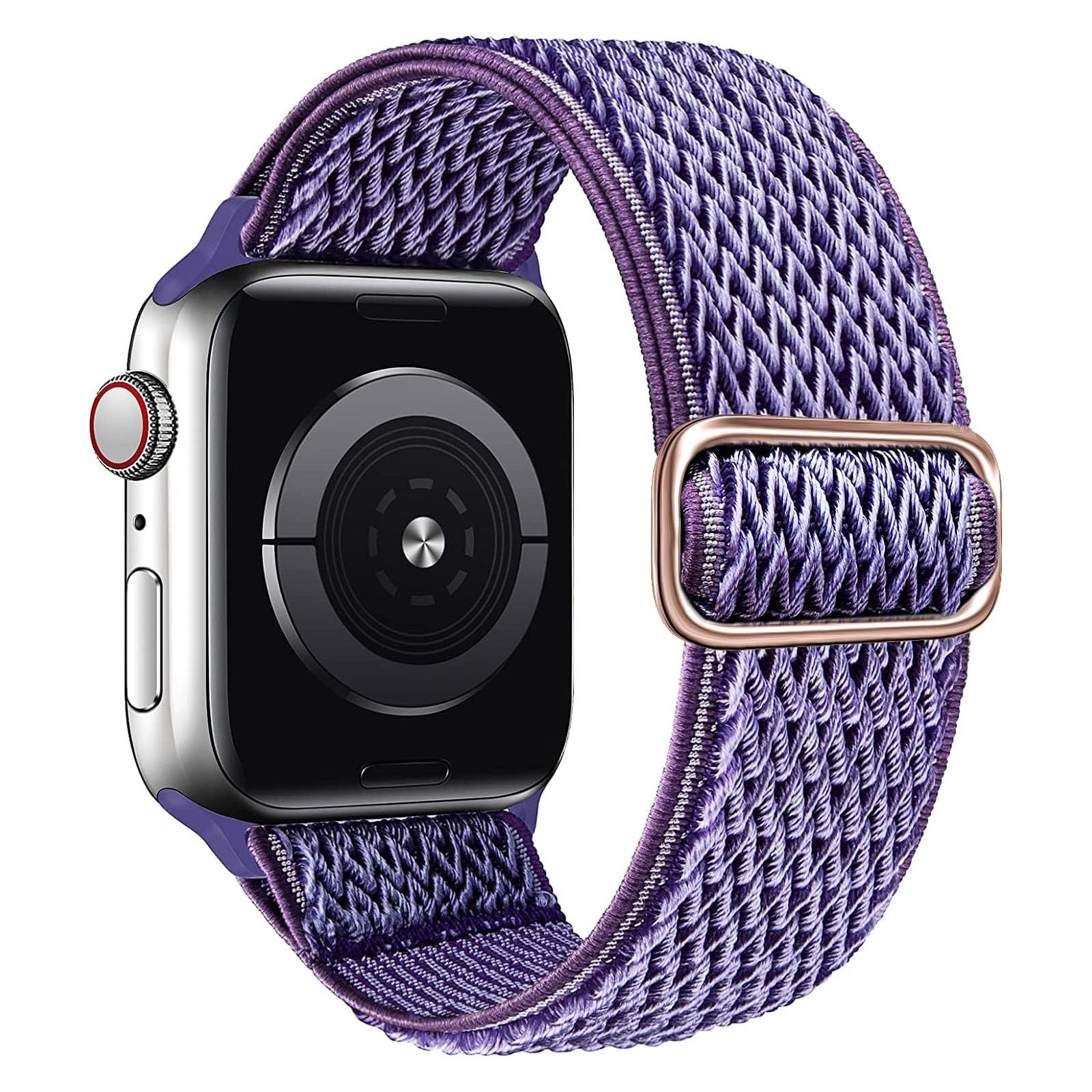 Stretchy Braided Solo Loop Compatible for Apple Watch Band 38mm 40mm 41mm 42mm 44mm 45mm 46mm 49mm Adjustable Elastic Nylon for iWatch Series 11 10 9 8 7 6 5 4 3 2 SE 3 SE 2 SE Ultra 3 Ultra 2 Ultra Purple