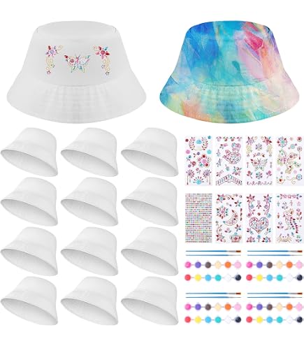 8357 12 Pack White Bucket Hats Bulk Cotton Sublimation Bucket Hat DIY Blank Amazon.com: 12 Pack White Bucket Hats Bulk Cotton  main image 2