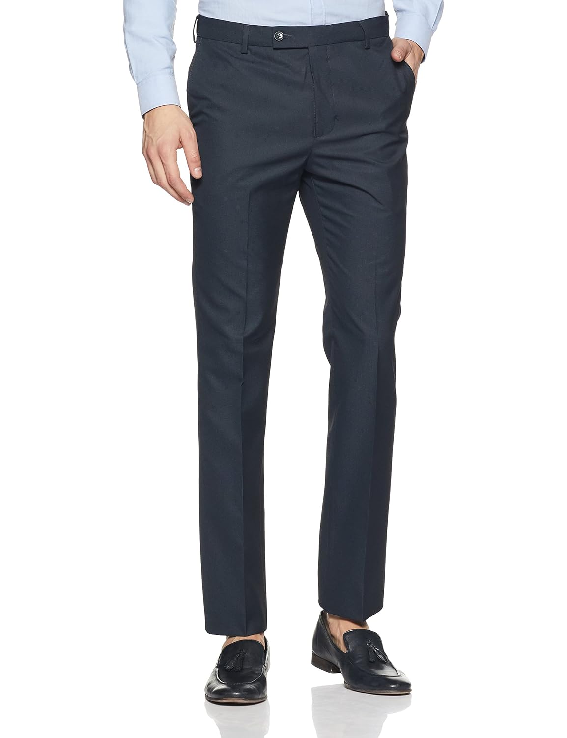 arrow men's pleat-front poly viscose formal trousers