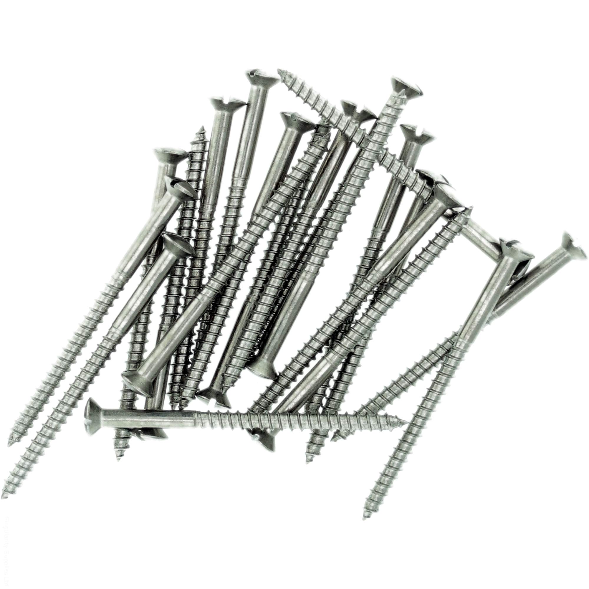 No.10 x 1.38 (5.0mm x 35mm) Slot Raised Countersunk Wood Screw - Stainless Steel (A2) (Pack of 20)