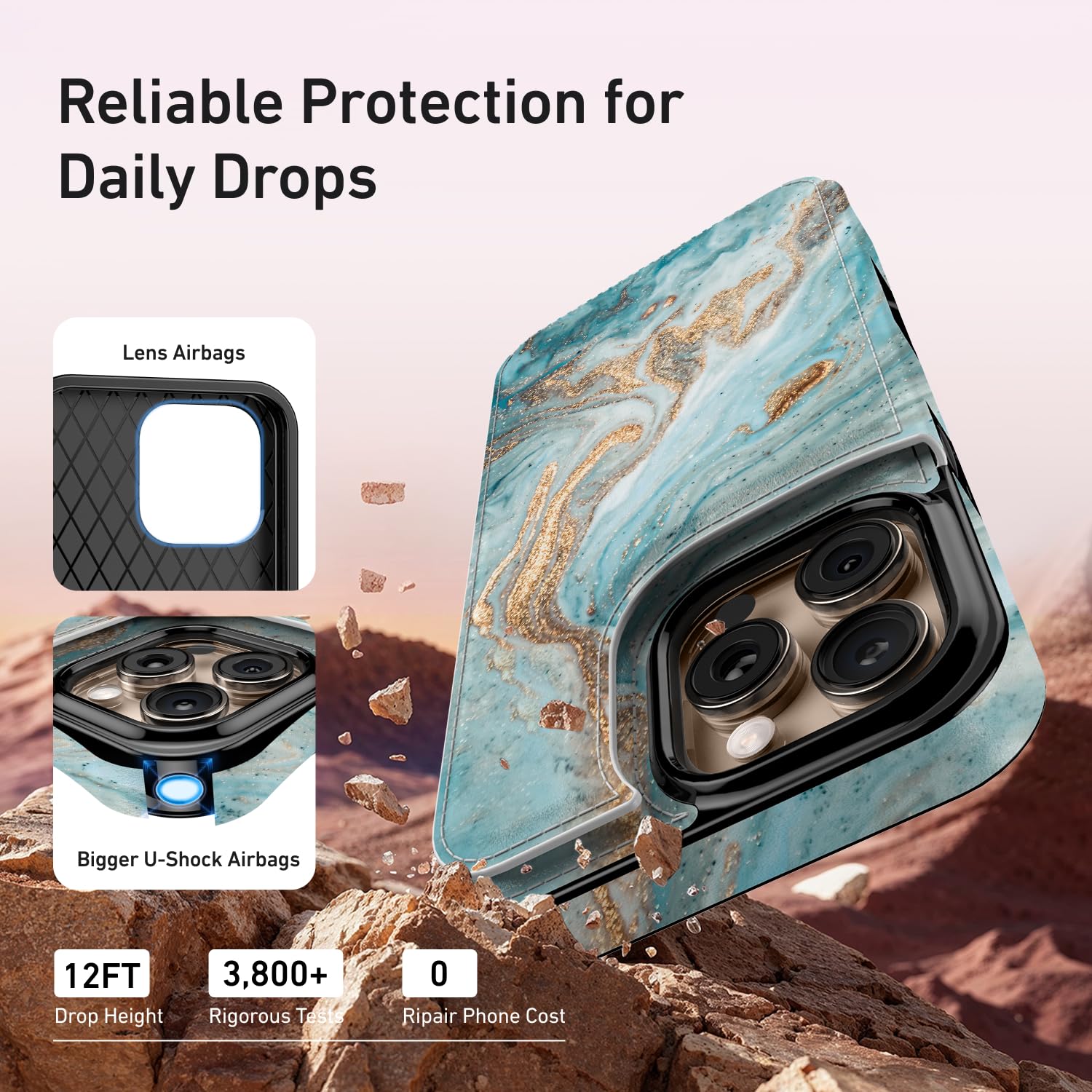 Goodon for iPhone 16 Pro Max Case Wallet - Flip