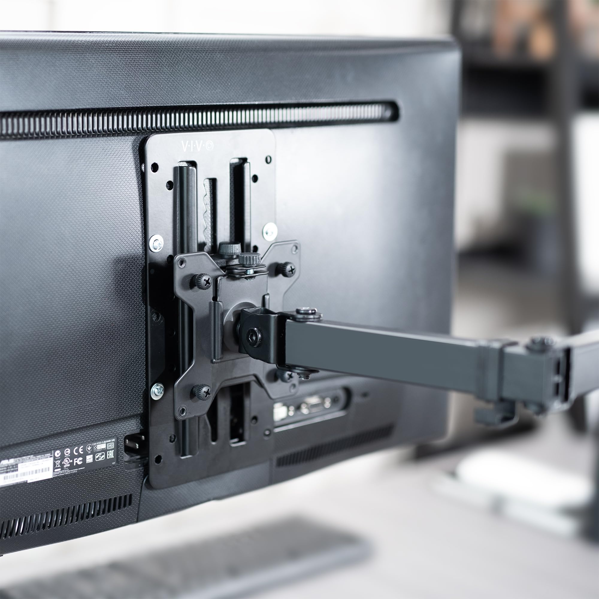 VIVO Height Adjustable VESA Adapter Stand for Individual Monitors up to 27 Inches Black