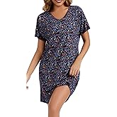 Kabento Nightgowns for Women Soft Cotton Sleep Shirts Short Sleeve Sleepwear S-XXL